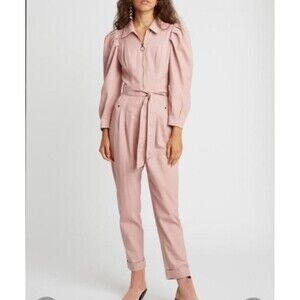 Choosy Paper Doll Jumpsuit Size 0 XS Blush Pink Twill Utility Boilersuit EUC